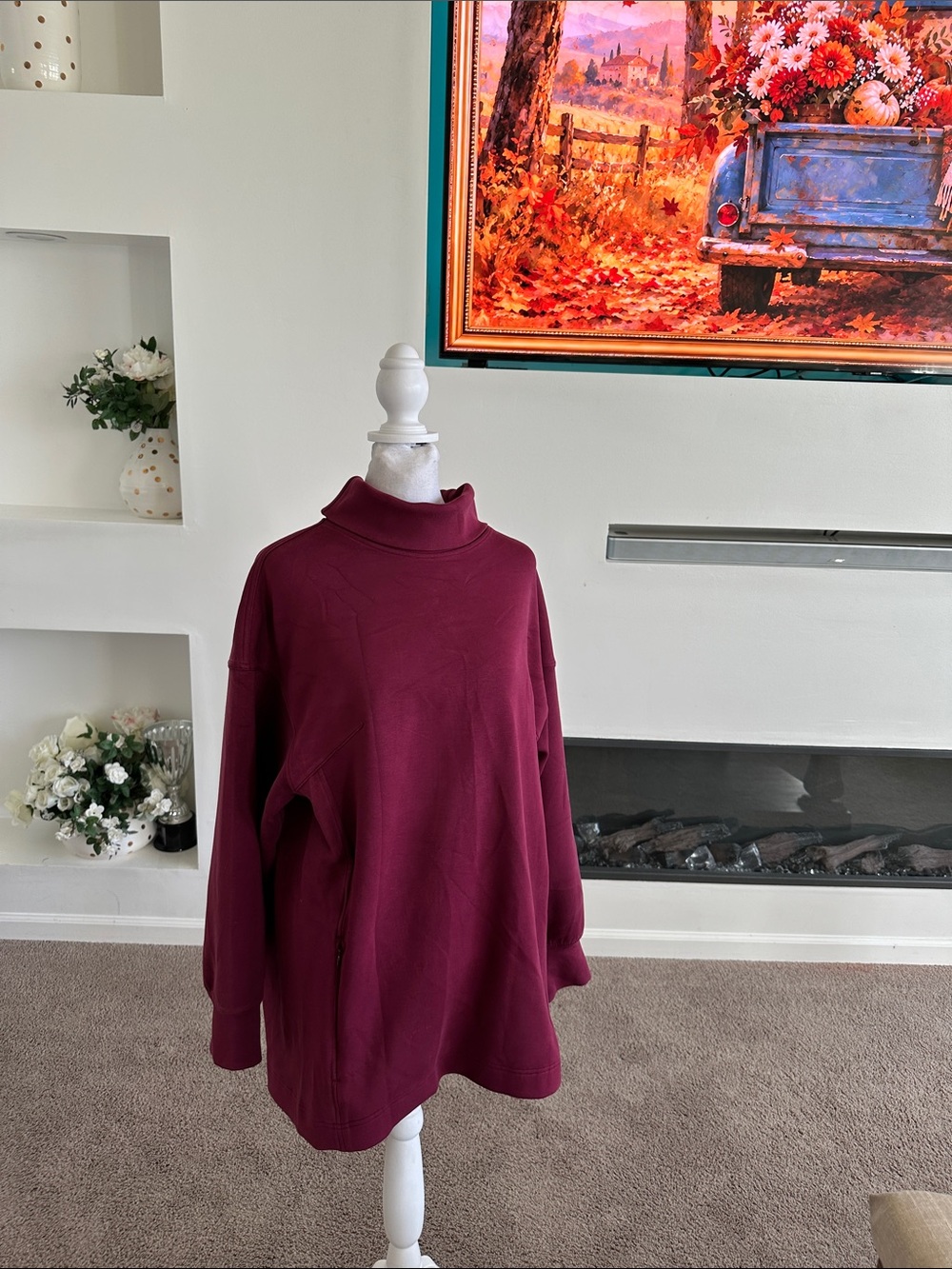 lululemon athletica Women's Maroon Cowl Neck Sweater